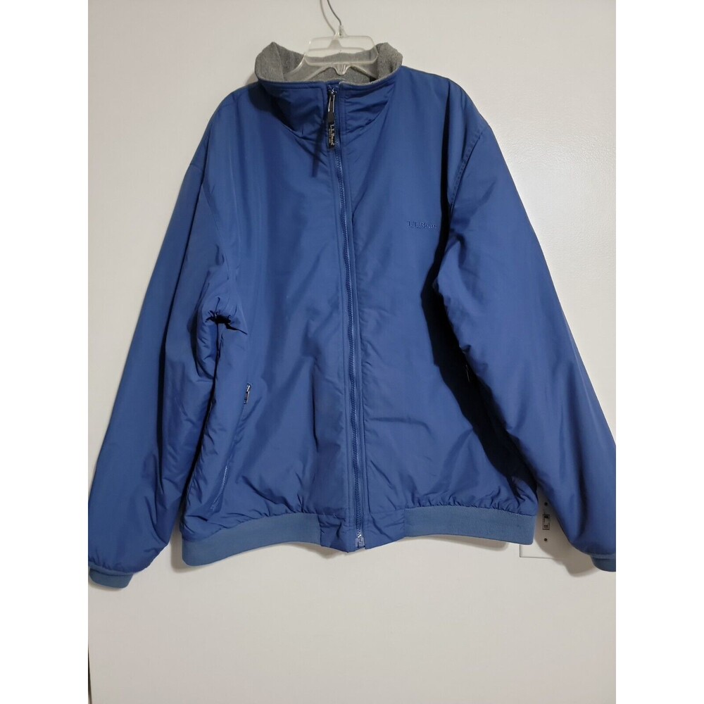 L L Bean Jacket Mens Extra Large Blue Spell Out Logo Full Zip Outdoor Coat